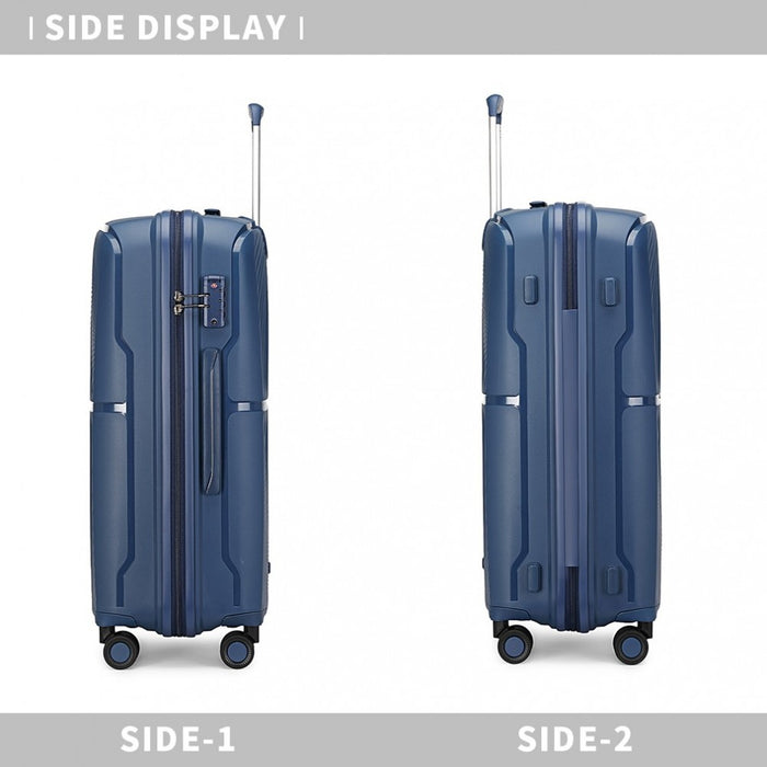 K2393L - British Traveller 20 Inch Spinner Hard Shell PP Suitcase With TSA Lock - Navy
