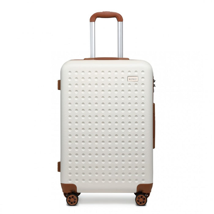 K2394L - Kono 20 Inch Cabin Size Flexible Hard Shell ABS Suitcase With TSA Lock - Cream