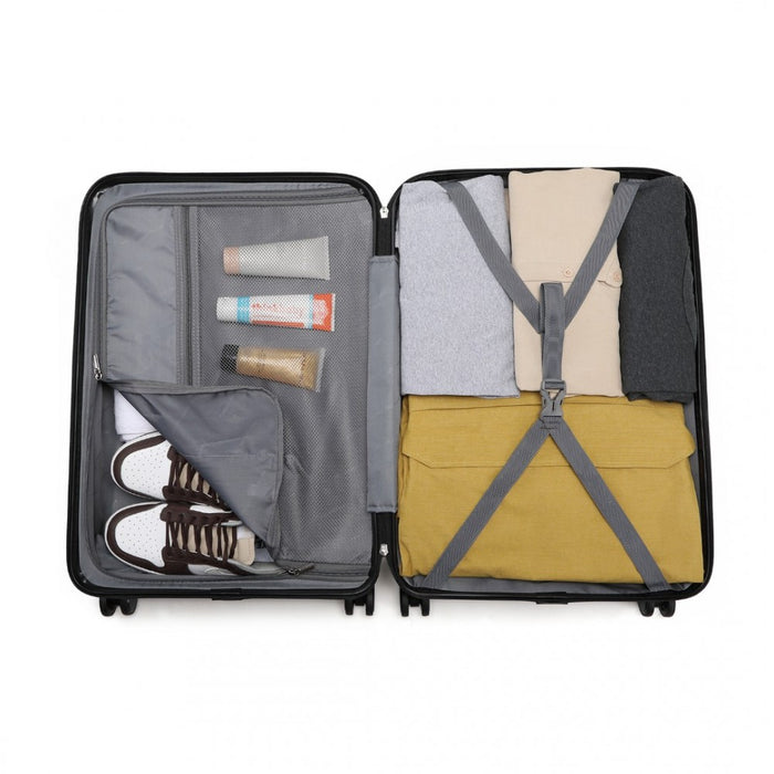 K2395L - British Traveller Ultralight ABS And Polycarbonate Bumpy Diamond 3 Pcs Luggage Set With TSA Lock - Black