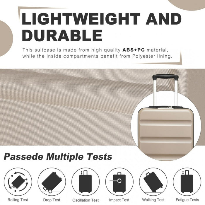 KSK2482 - Kono 19 Inch Stylish Horizontal Engraved Hard Shell ABS+PC Cabin Carry-On Suitcase with TSA Lock - Gold