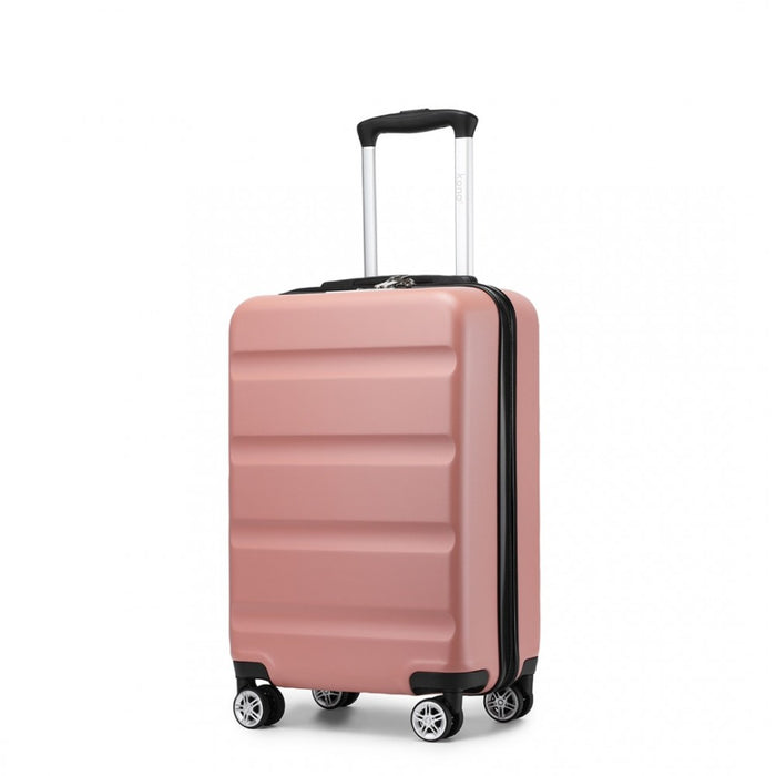 KSK2482 - Kono 19 Inch Stylish Horizontal Engraved Hard Shell ABS+PC Cabin Carry-On Suitcase with TSA Lock - Nude