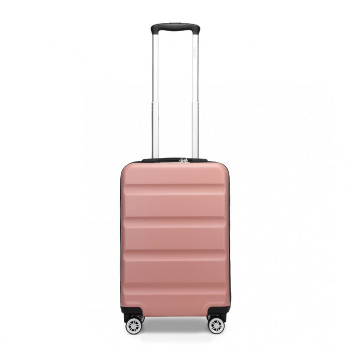 KSK2482 - Kono 19 Inch Stylish Horizontal Engraved Hard Shell ABS+PC Cabin Carry-On Suitcase with TSA Lock - Nude
