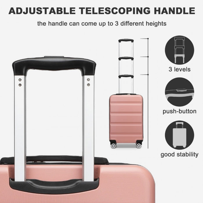 KSK2482 - Kono 19 Inch Stylish Horizontal Engraved Hard Shell ABS+PC Cabin Carry-On Suitcase with TSA Lock - Nude