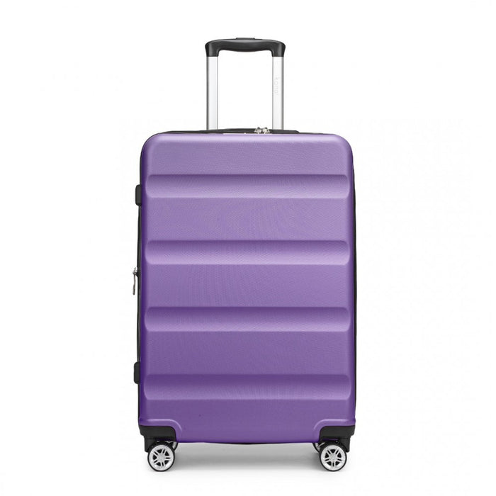 KSK2482 - Kono 24 Inch Expandable Horizontal Engraved Hard Shell ABS+PC Check-In Suitcase with TSA Lock - Purple