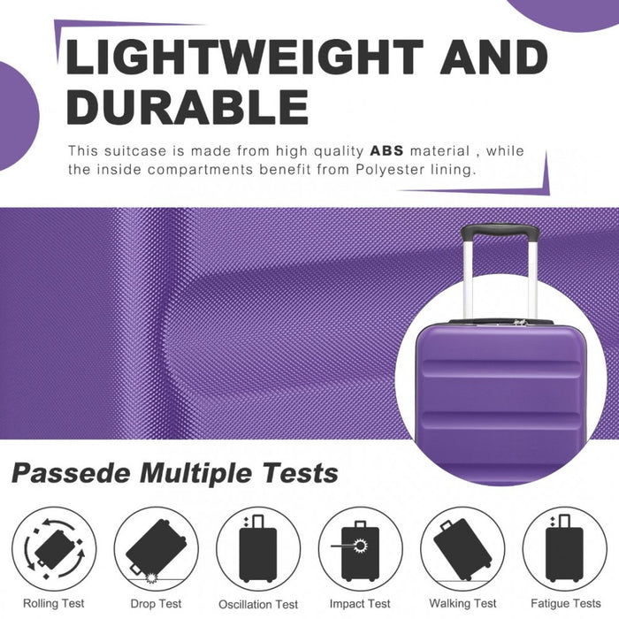 KSK2482 - Kono 24 Inch Expandable Horizontal Engraved Hard Shell ABS+PC Check-In Suitcase with TSA Lock - Purple