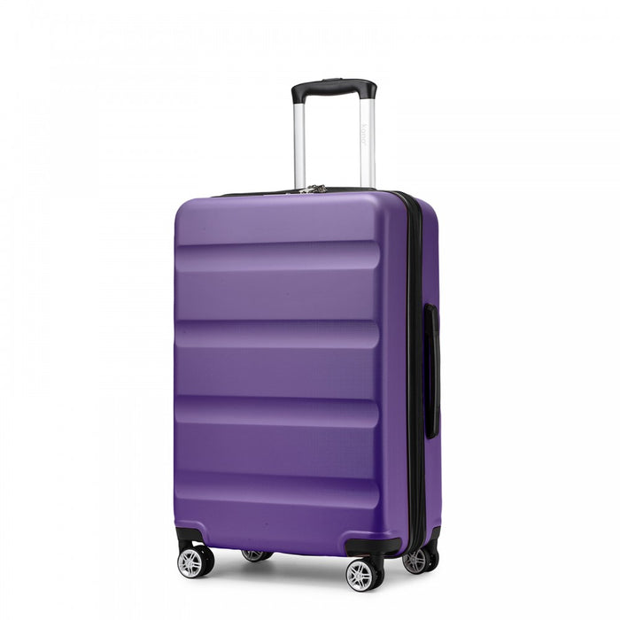KSK2482 - Kono 24 Inch Expandable Horizontal Engraved Hard Shell ABS+PC Check-In Suitcase with TSA Lock - Purple