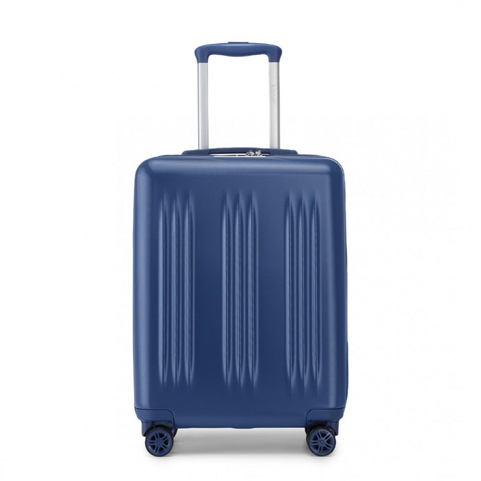 KSK2483 - Kono 20 Inch Sleek Striped Carry-On Suitcase Durable ABS+PC Luggage With Four Spinner Wheels And TSA Lock Perfect for Travel - Navy