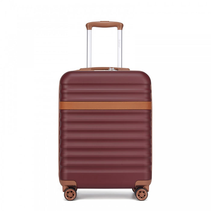 KSK2484 - Kono 20 Inch Stylish Lightweight Hard Shell ABS+PC Cabin Carry-On Suitcase with TSA Lock for Enhanced Security - Burgundy and Brown