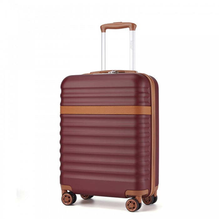 KSK2484 - Kono 20 Inch Stylish Lightweight Hard Shell ABS+PC Cabin Carry-On Suitcase with TSA Lock for Enhanced Security - Burgundy and Brown