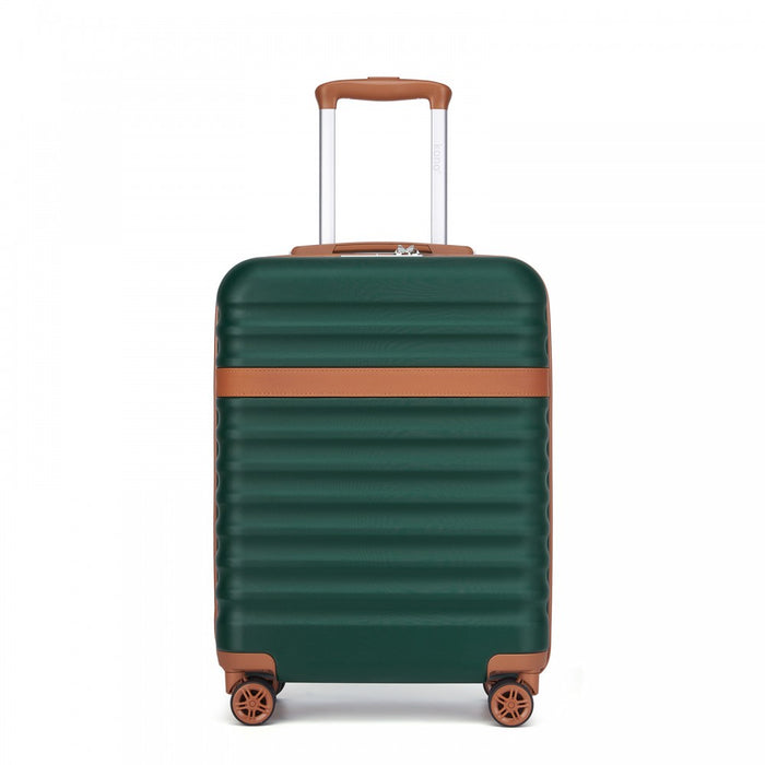 KSK2484 - Kono 20 Inch Stylish Lightweight Hard Shell ABS+PC Cabin Carry-On Suitcase with TSA Lock for Enhanced Security - Green and Brown