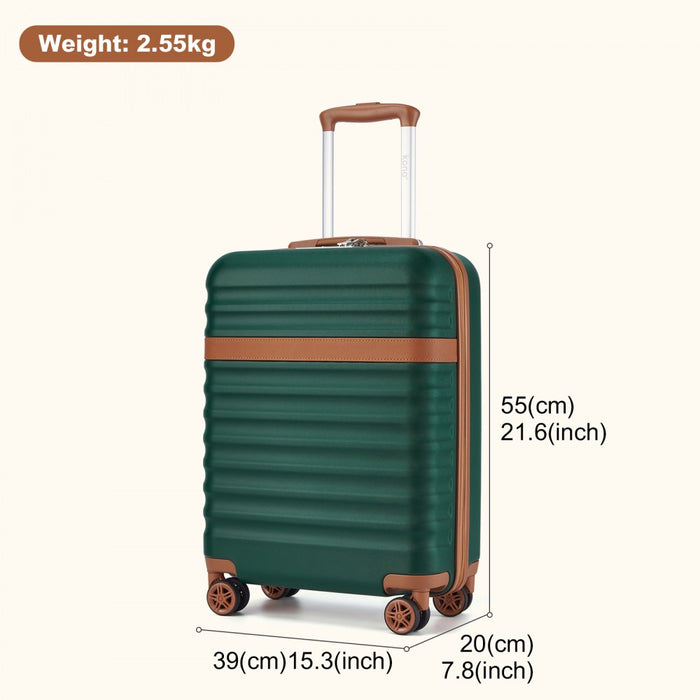 KSK2484 - Kono 20 Inch Stylish Lightweight Hard Shell ABS+PC Cabin Carry-On Suitcase with TSA Lock for Enhanced Security - Green and Brown