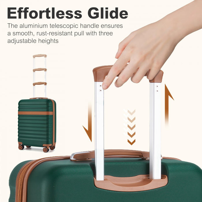 KSK2484 - Kono 20 Inch Stylish Lightweight Hard Shell ABS+PC Cabin Carry-On Suitcase with TSA Lock for Enhanced Security - Green and Brown
