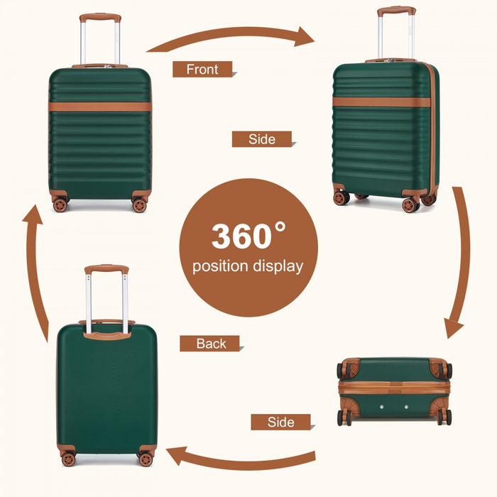 KSK2484 - Kono 20 Inch Stylish Lightweight Hard Shell ABS+PC Cabin Carry-On Suitcase with TSA Lock for Enhanced Security - Green and Brown