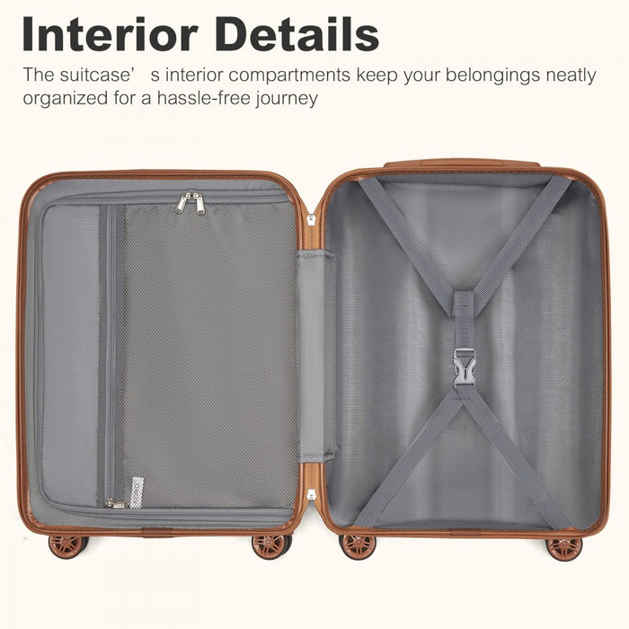 KSK2484 - Kono 20 Inch Stylish Lightweight Hard Shell ABS+PC Cabin Carry-On Suitcase with TSA Lock for Enhanced Security - Green and Brown