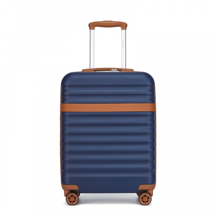 KSK2484 - Kono 20 Inch Stylish Lightweight Hard Shell ABS+PC Cabin Carry-On Suitcase with TSA Lock for Enhanced Security - Navy and Brown