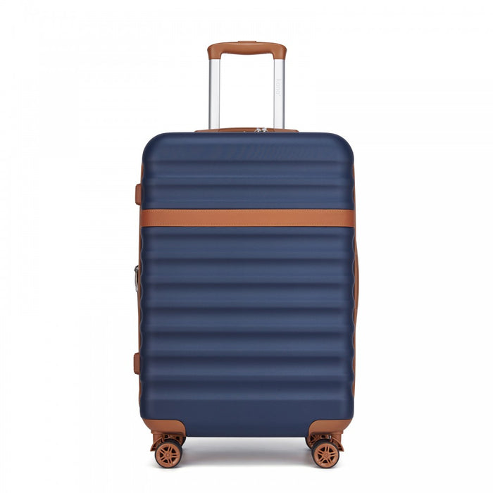 KSK2484 - Kono 24 Inch Expandable Lightweight Hard Shell ABS+PC Check-In Suitcase with TSA Lock Ideal for Extended Trips and Secure Travel - Navy And Brown