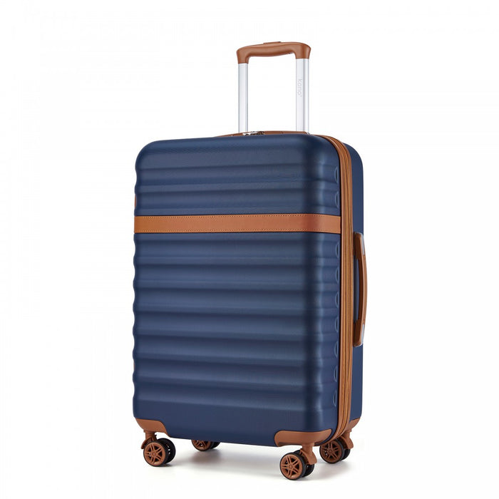 KSK2484 - Kono 24 Inch Expandable Lightweight Hard Shell ABS+PC Check-In Suitcase with TSA Lock Ideal for Extended Trips and Secure Travel - Navy And Brown