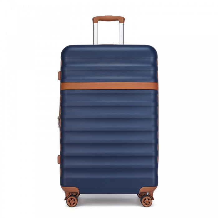 KSK2484 - Kono 28 Inch Expandable Lightweight Hard Shell ABS+PC Check-In Suitcase with TSA Lock Ideal for Extended Trips and Secure Travel - Navy And Brown