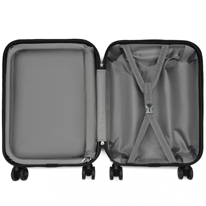KSK2485 - Kono 20 Inch Premium ABS Cabin Carry-On Suitcase with Secure Combination Lock for Effortless Travel - Black