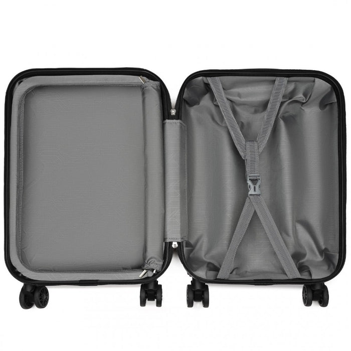 KSK2485 - Kono 20 Inch Premium ABS Cabin Carry-On Suitcase with Secure Combination Lock for Effortless Travel - Grey and black