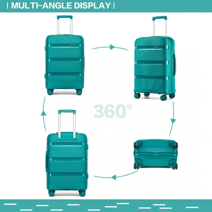 KSK2492 - Kono 19-Inch PP Hardshell Carry-On Suitcase–Lightweight Cabin Luggage with TSA Lock, 360° Silent Spinner Wheels - Blue and Green