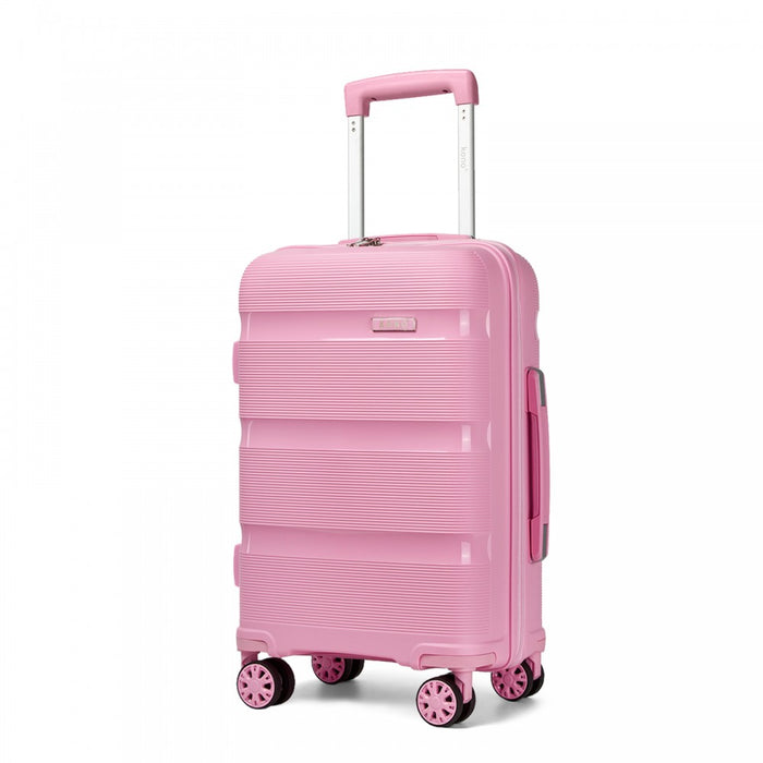 KSK2492 - Kono 19-Inch PP Hardshell Carry-On Suitcase–Lightweight Cabin Luggage with TSA Lock, 360° Silent Spinner Wheels - Pink