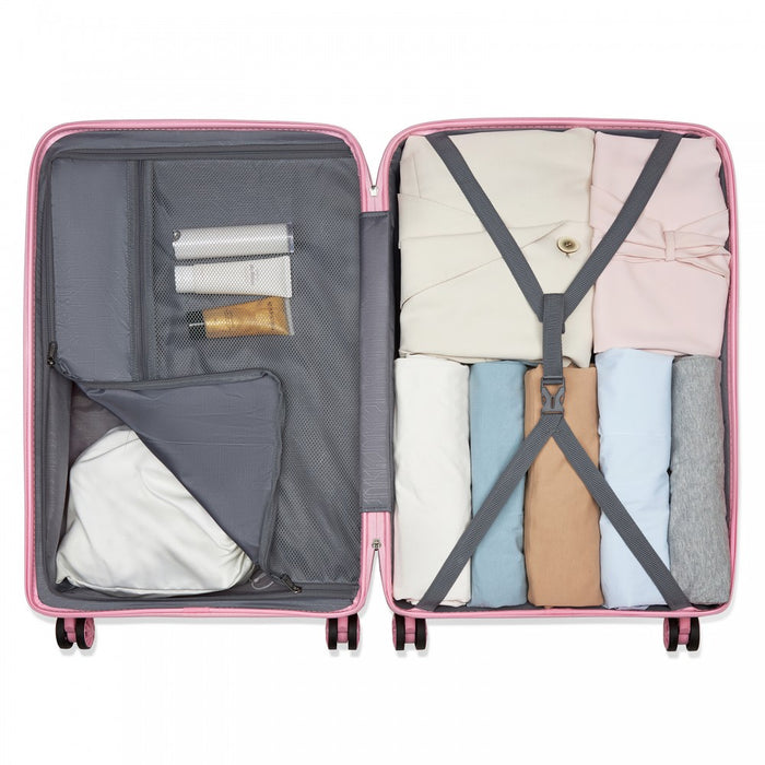 KSK2492 - Kono 28-Inch PP Hardshell Checked Luggage–Large Lightweight Suitcase with TSA Lock, 360° Spinner Wheels - Pink