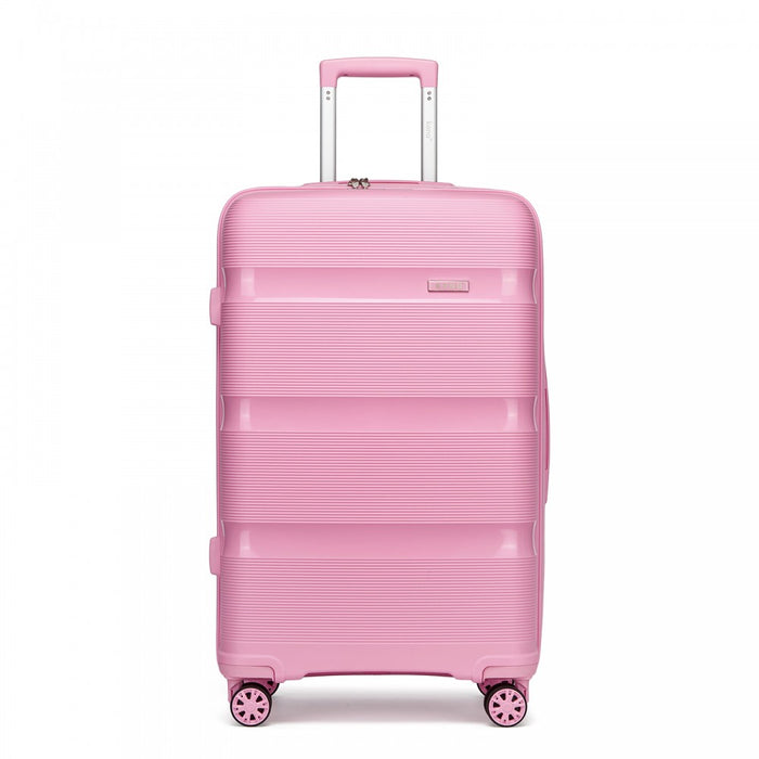 KSK2492 - Kono 28-Inch PP Hardshell Checked Luggage–Large Lightweight Suitcase with TSA Lock, 360° Spinner Wheels - Pink