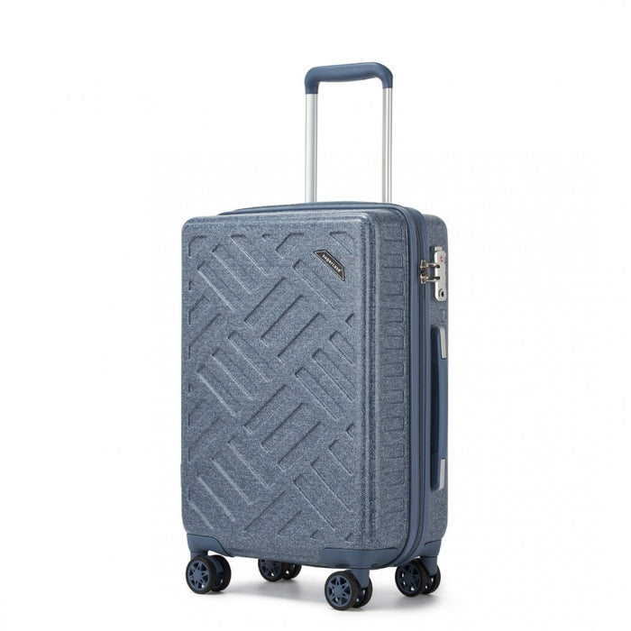 KSS2495 - Supercase 20 Inch Sleek Geometric Pattern Hard Shell ABS+PC Cabin Carry-On Suitcase with TSA Lock - Denim Blue