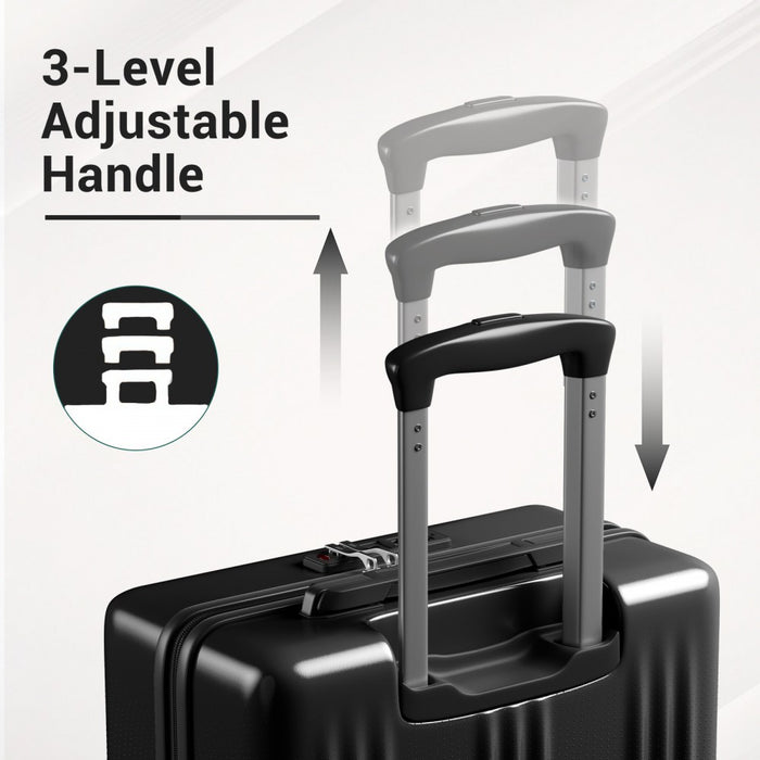 KSK2583 - Kono Premium ABS+PC 20 Inch Hard Shell Cabin Suitcase with TSA Lock and Smooth 360° Silent Spinner Wheels - Black