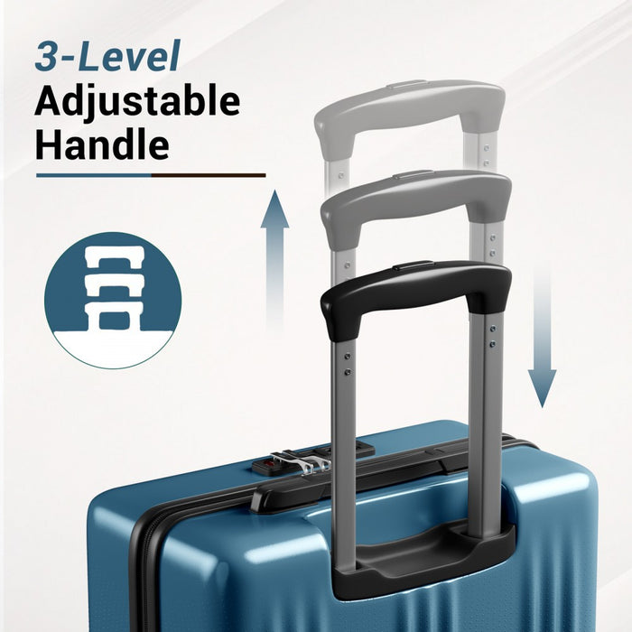 KSK2583 - Kono Premium ABS+PC 20 Inch Hard Shell Cabin Suitcase with TSA Lock and Smooth 360° Silent Spinner Wheels - Navy