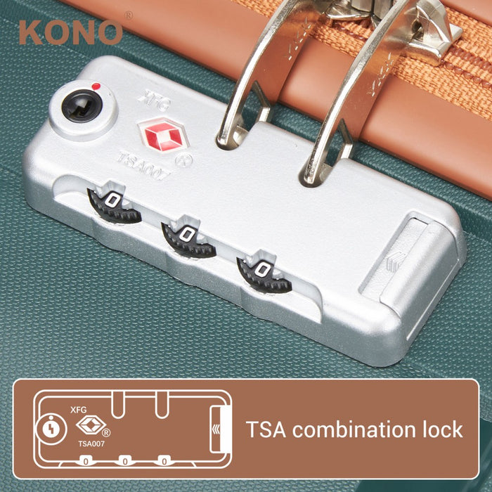 KSK2591 - Kono 20/24/28 inch PP Modern Scratch-Resistant Suitcase Set with TSA Lock & Stylish Brown Accents - Green and Brown