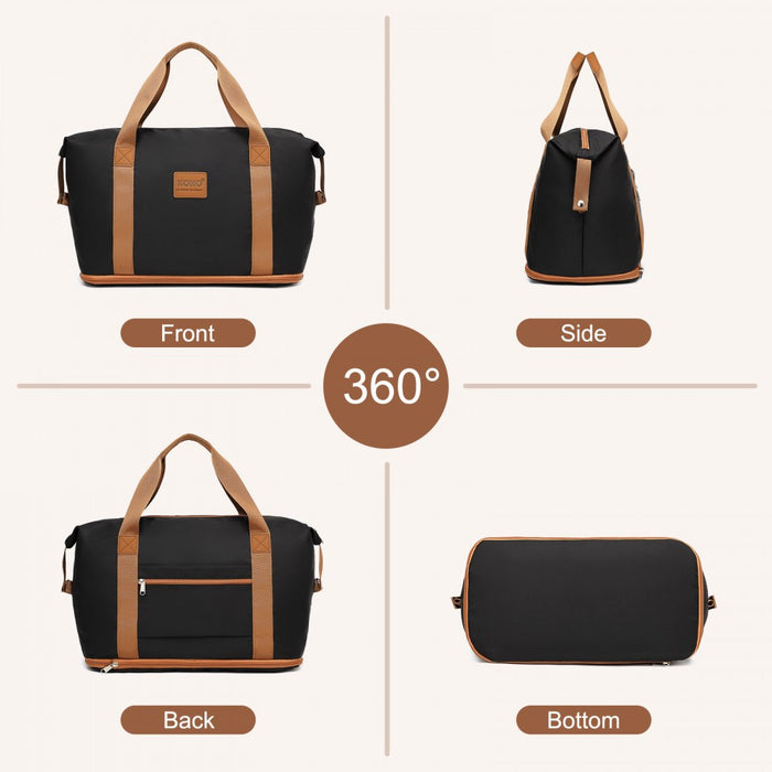 KSK2592+EA2212 - Kono 28 Inch Large ABS+PC Hard Shell Suitcase Set with Travel Bag & Toiletry Pouch - Black and Brown