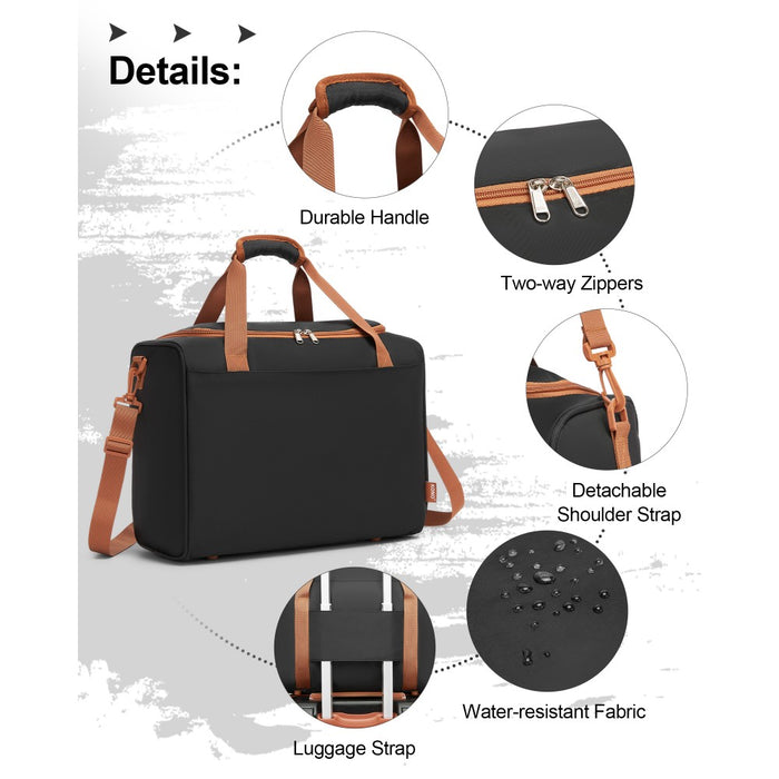 KSK2592+TVK2521 - Kono 20 Inch ABS+PC Cabin Suitcase with Travel Bag, Carry‑On Luggage Set - Black and Brown