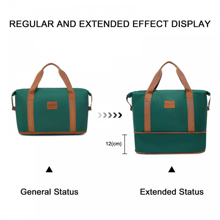 KSK2592+EA2212 - Kono 20 Inch ABS+PC Hard Shell Cabin Suitcase Set with Travel Bag & Toiletry Pouch - Dark Green and Brown