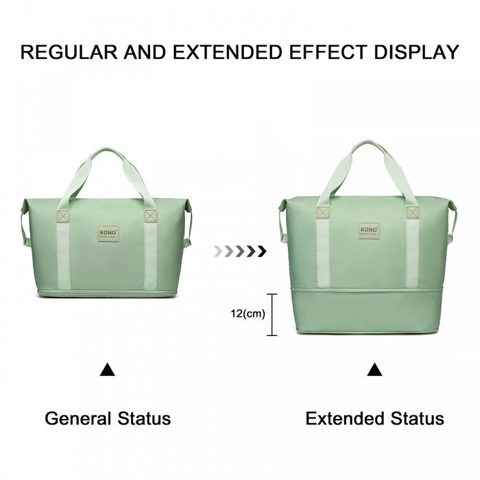 KSK2592+EA2212 - Kono 3‑Piece ABS+PC Suitcase Set with Travel Bag & Toiletry Pouch - Green and Brown