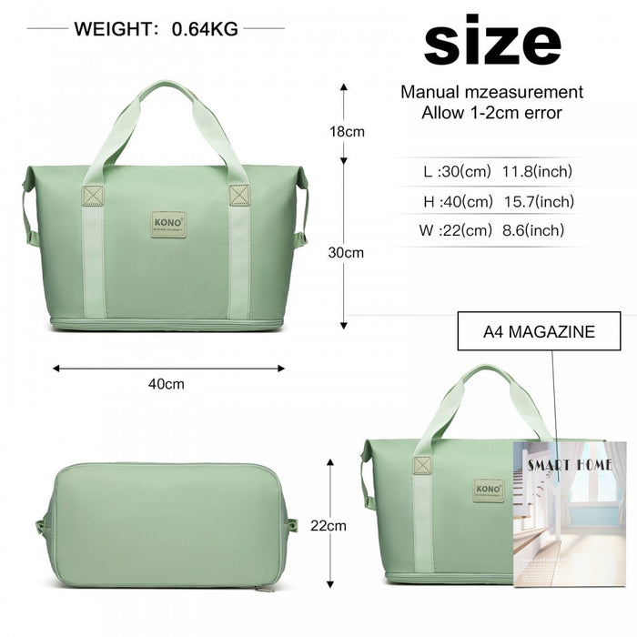 KSK2592+EA2212 - Kono 3‑Piece ABS+PC Suitcase Set with Travel Bag & Toiletry Pouch - Green and Brown