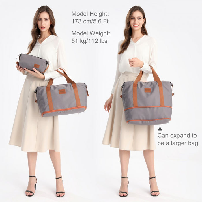 KSK2592+EA2212 - Kono 3‑Piece ABS+PC Suitcase Set with Travel Bag & Toiletry Pouch - Grey and Brown