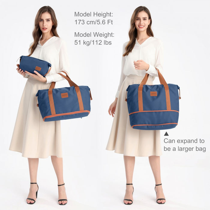 KSK2592+EA2212 - Kono 3‑Piece ABS+PC Suitcase Set with Travel Bag & Toiletry Pouch - Navy and Brown