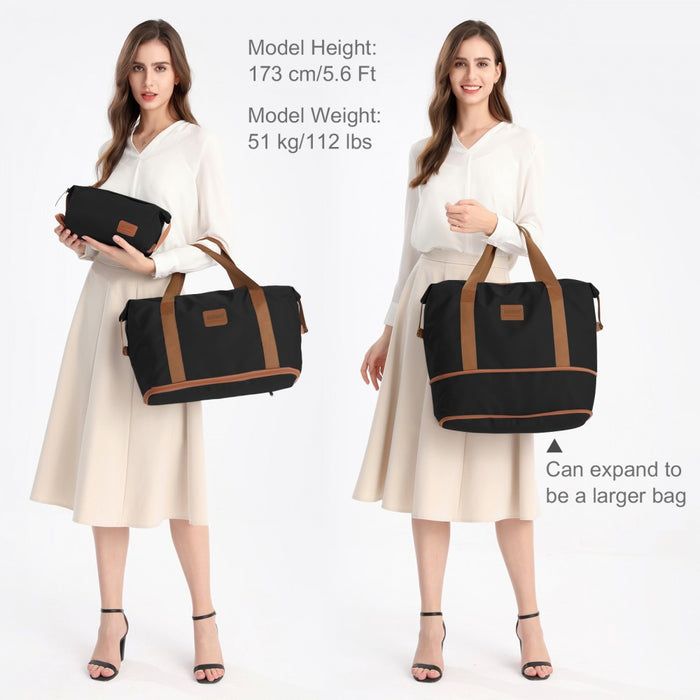 KSK2592+EA2212 - Kono 3‑Piece ABS+PC Suitcase Set with Travel Bag & Toiletry Pouch - Black and Brown