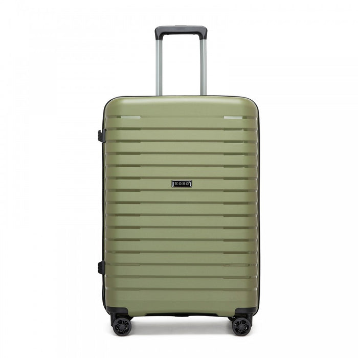 KSK2595 - Kono 20/24/28inch Hard Shell Scratch-Resistant PP Luggage Set with Cup Holder, TSA Lock & Expandable Design-Check-in Luggage For Travel - Green