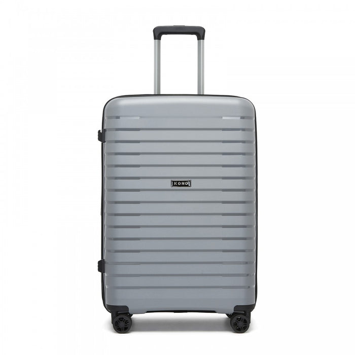 KSK2595 - Kono 20/24/28inch Hard Shell Scratch-Resistant PP Luggage Set with Cup Holder, TSA Lock & Expandable Design-Check-in Luggage For Travel - Grey