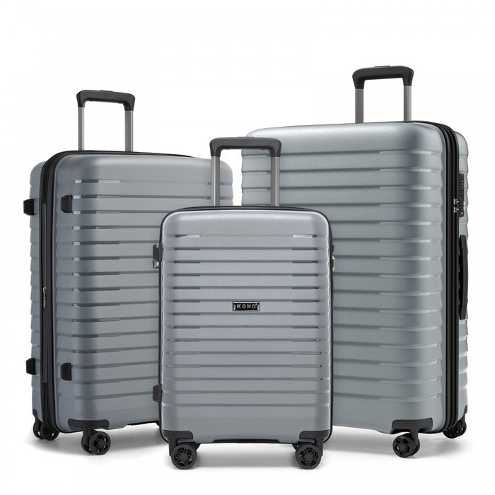KSK2595 - Kono 20/24/28inch Hard Shell Scratch-Resistant PP Luggage Set with Cup Holder, TSA Lock & Expandable Design-Check-in Luggage For Travel - Grey