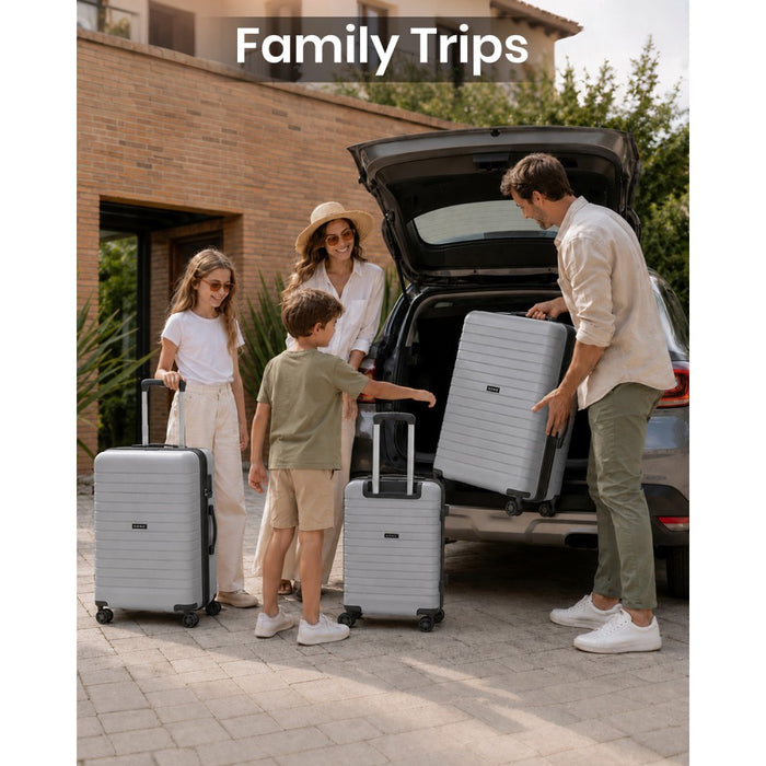 KSK2595 - Kono 20/24/28inch Hard Shell Scratch-Resistant PP Luggage Set with Cup Holder, TSA Lock & Expandable Design-Check-in Luggage For Travel - Grey