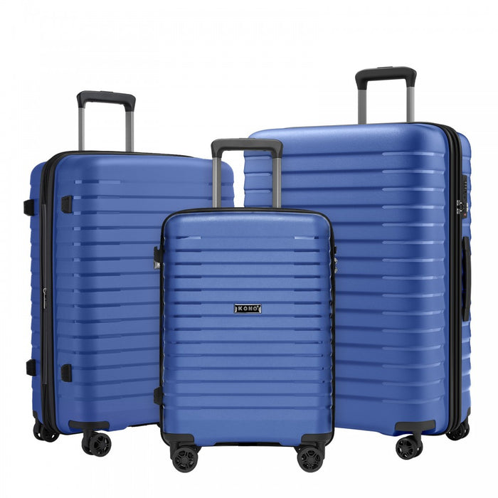 KSK2595 - Kono 20/24/28inch Hard Shell Scratch-Resistant PP Luggage Set with Cup Holder, TSA Lock & Expandable Design-Check-in Luggage For Travel - Navy