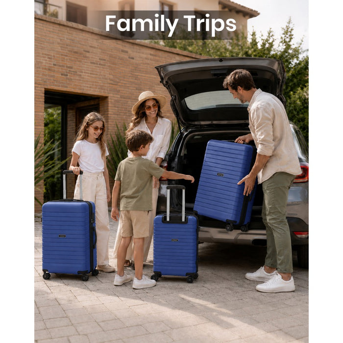 KSK2595 - Kono 20/24/28inch Hard Shell Scratch-Resistant PP Luggage Set with Cup Holder, TSA Lock & Expandable Design-Check-in Luggage For Travel - Navy