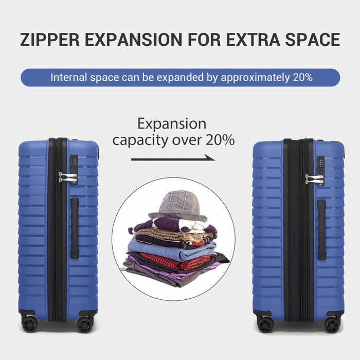 KSK2595 - Kono 20/24/28inch Hard Shell Scratch-Resistant PP Luggage Set with Cup Holder, TSA Lock & Expandable Design-Check-in Luggage For Travel - Navy