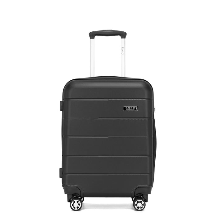KSK2694 - Kono 20 Inch PC Hard Shell Suitcase, Carry-On Luggage with Silent Wheels & Organised Interior - Black