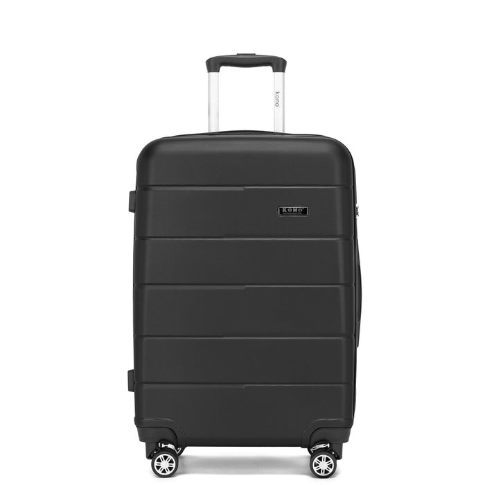 KSK2694 - Kono 24 Inch PC Hard Shell Suitcase, Check‑in Luggage with Silent Wheels & Organised Interior - Black