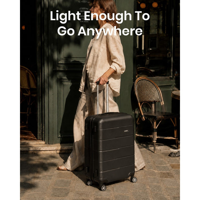 KSK2694 - Kono 24 Inch PC Hard Shell Suitcase, Check‑in Luggage with Silent Wheels & Organised Interior - Black